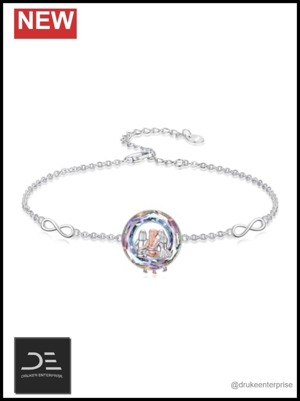 Crystal Sister Friendship Bracelet Adjustable Chain Gift for Sister Birthday